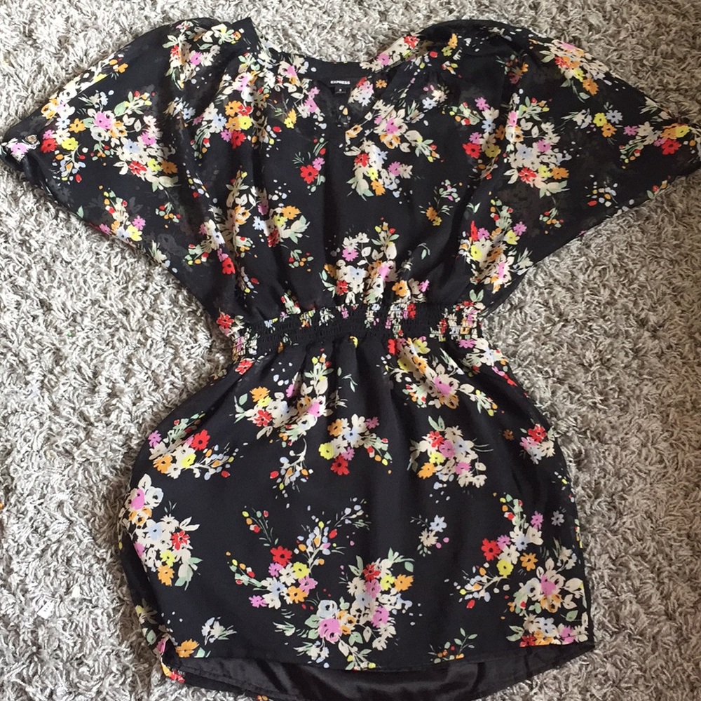 Sheer floral pattern dress